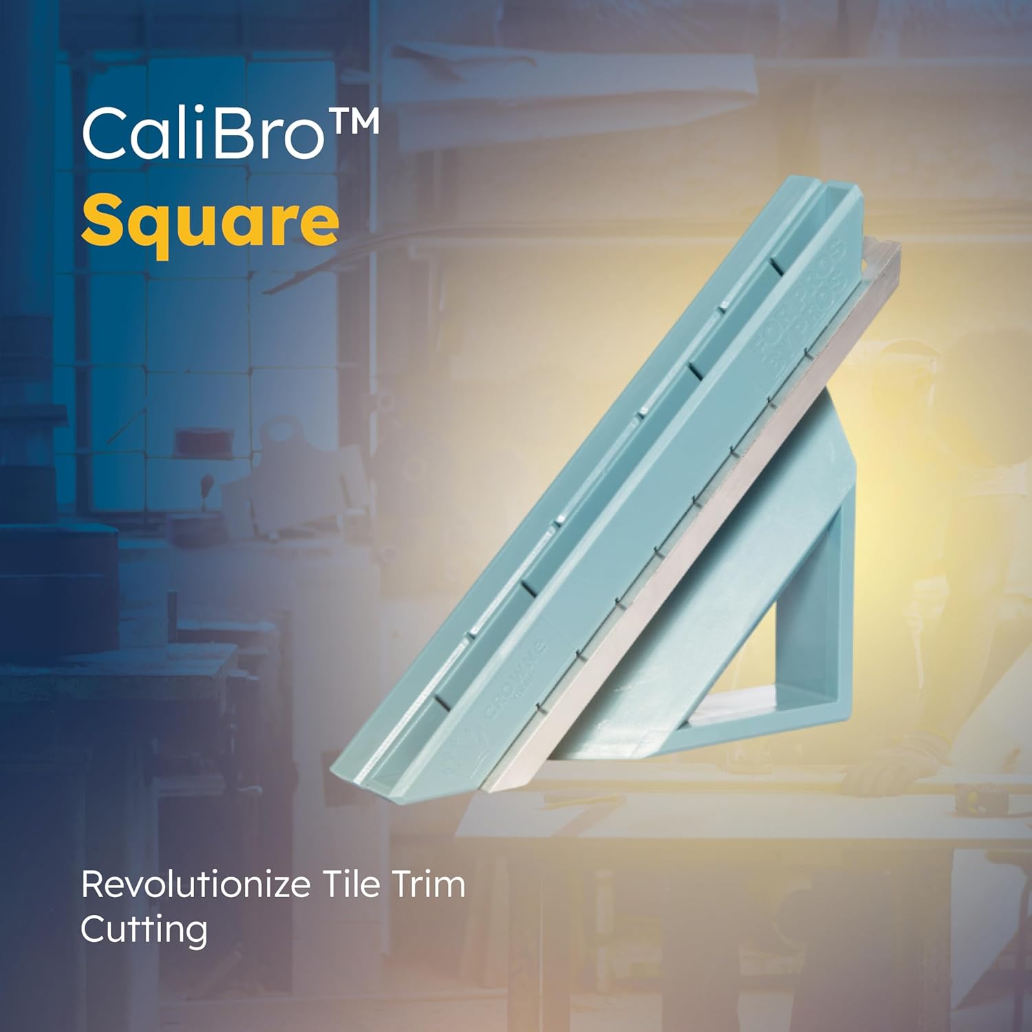 CaliBro Square – Tile Trim & Cutting Guide, Speed Square & Carpenter Tile Tool, ABS Plastic – Blue