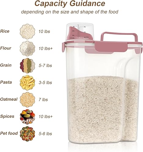 Miniatura 4 de Contenedor de almacenamiento de arroz, almacenamiento de contenedores de cereales, dispensador hermético de alimentos secos sin BPA, contenedor de