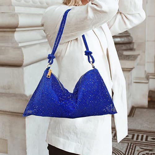 Miniatura 3 de Bolso Hobo plateado con diamantes de imitación, bolso de noche negro brillante para mujer, fiesta de graduación, boda