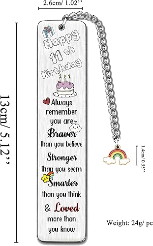 Miniatura 7 de Marcapáginas Regalos de cumpleaños inspiradores para hijo, hija, adolescentes, regalo de feliz cumpleaños número 11, regalo personalizado para