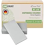 SimuLinen Silver Linen Feel Disposable Dinner Napkins - Cloth-Like Kosher Napkins for Celebrations, Weddings, and Showers, 16x16, Box of 300