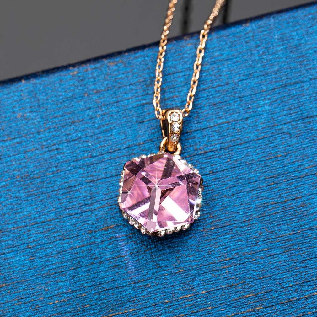 EVEVIC Color Changing Cubic Austrian Crystal Pendant Necklaces for Women 14K Gold Plated Hypoallergenic Jewelry - Image 5