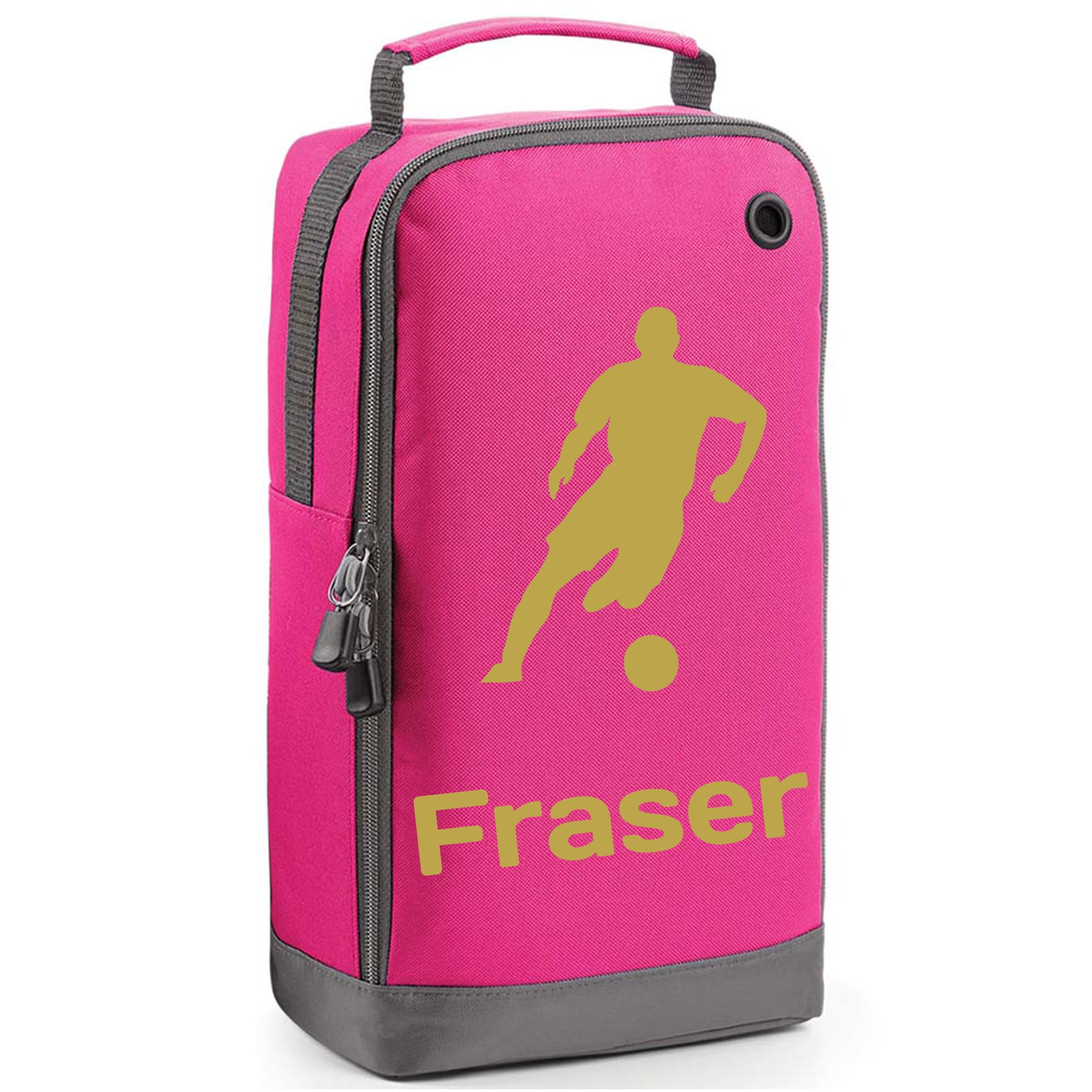 Personalised Football Boot Bag With Name - Footballer Gift Shoe Sports Bag Design - Pink