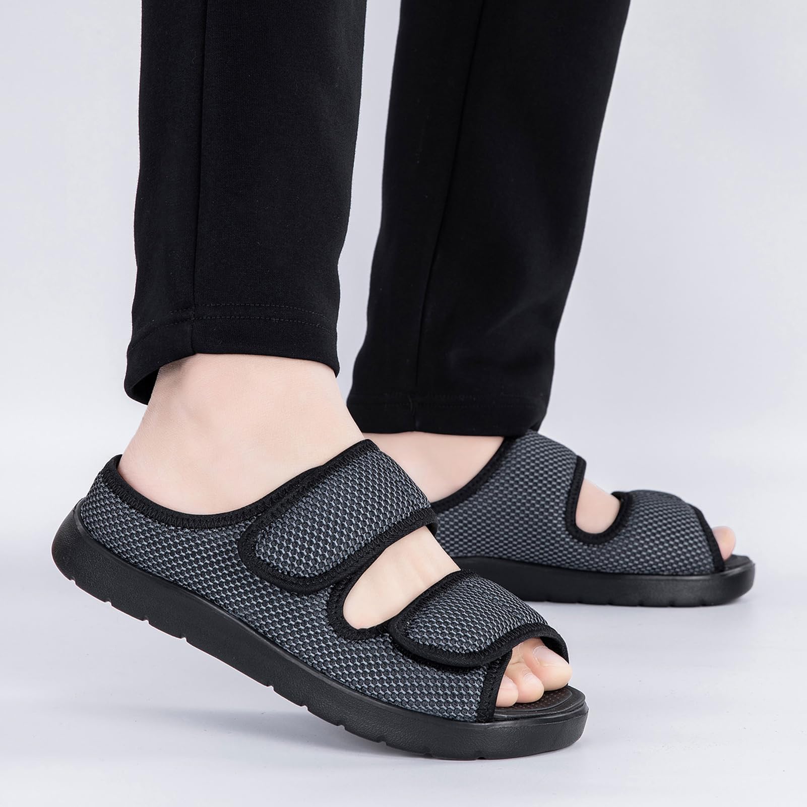 Sandali Diabetici Donna Uomo Scarpe Ortopediche Larghe Ciabatte Estive a Strappo Sandali Riabilitativi Apertura per Piedi Gonfi