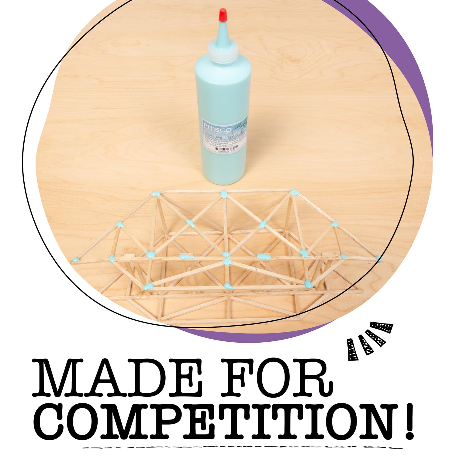 Pitsco Education 16 oz. Blue Structures Glue, Non-Toxic, Latex-Free Glue, Ideal Glue for Balsa Towers, Bridges, and Airplanes, Modelling Glue, Package Contains one 16 oz. Bottle - Image 3