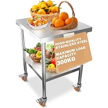 Stainless Steel Work Table 2 Levels with Wheels 61x46x85 cm