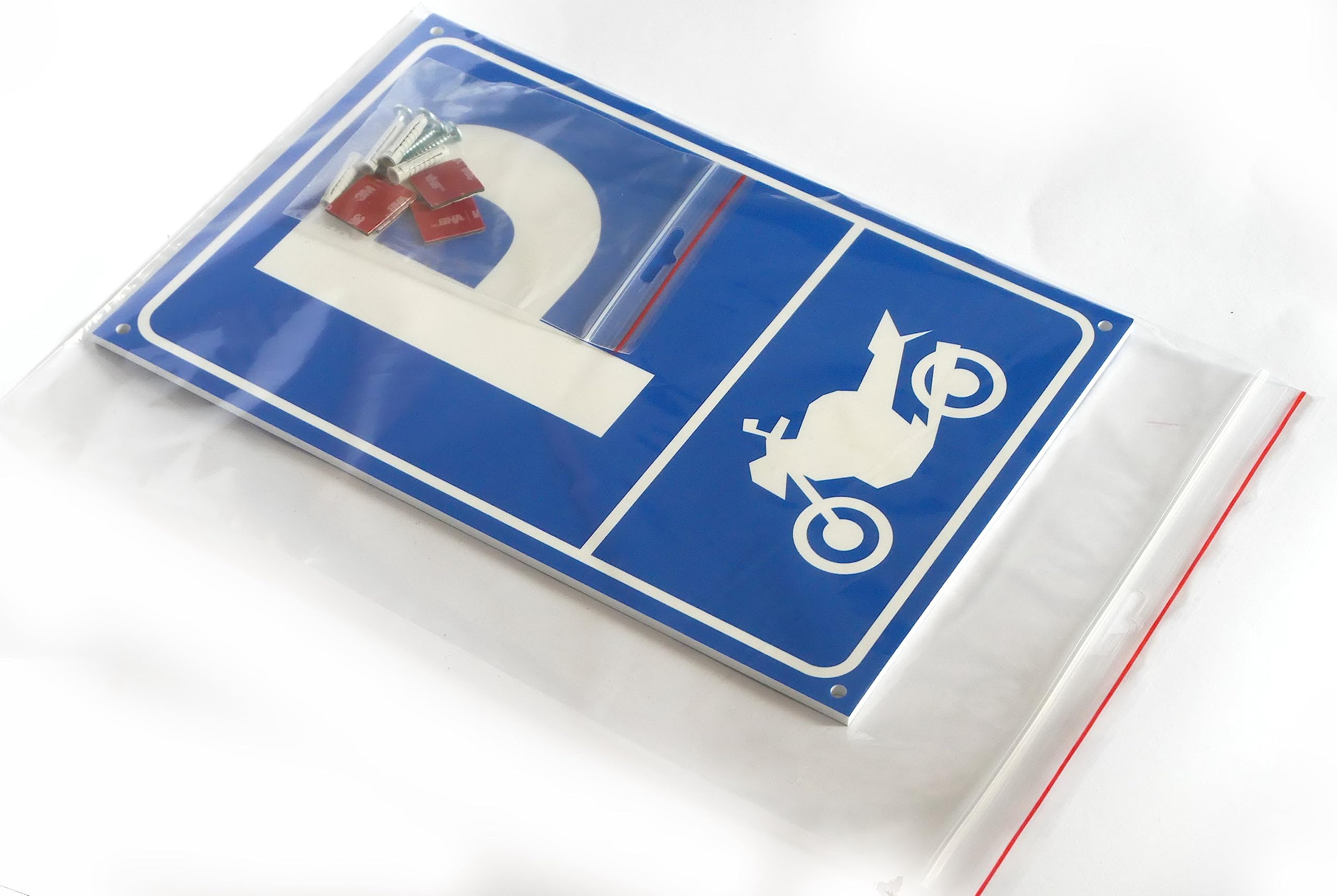 Señal de aparcamiento de motocicletas 20 x 30 cm con agujeros