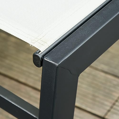 Miniatura 9 de Outsunny Tumbona para exteriores con ruedas, reclinable de cinco posiciones para tomar el sol, tomar el sol, marco de acero, tela transpirable para