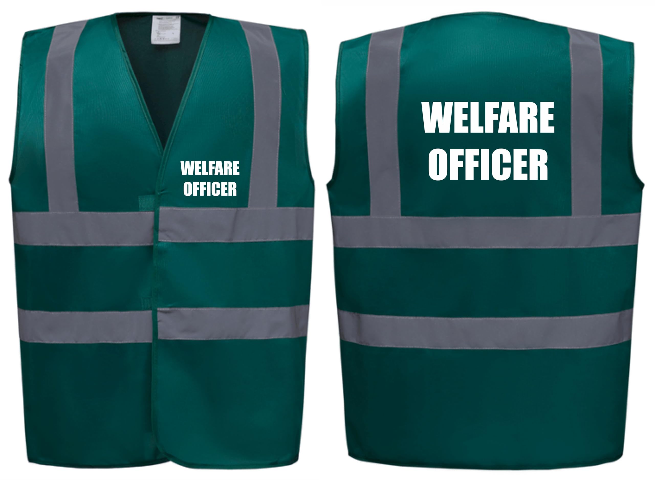 Brook Hi Vis Premium Safety Vest – Welfare Officer Printed Front & Back, High Visibility Waistcoat in 14 Vibrant Colours. (UK, Alpha, XXL, Regular, Regular, Standard, Green)