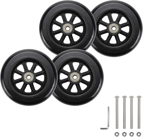Wealrit Black Solid Walker Wheels Reemplazo - Ruedas de 5 pulgadas (paquete de 4)