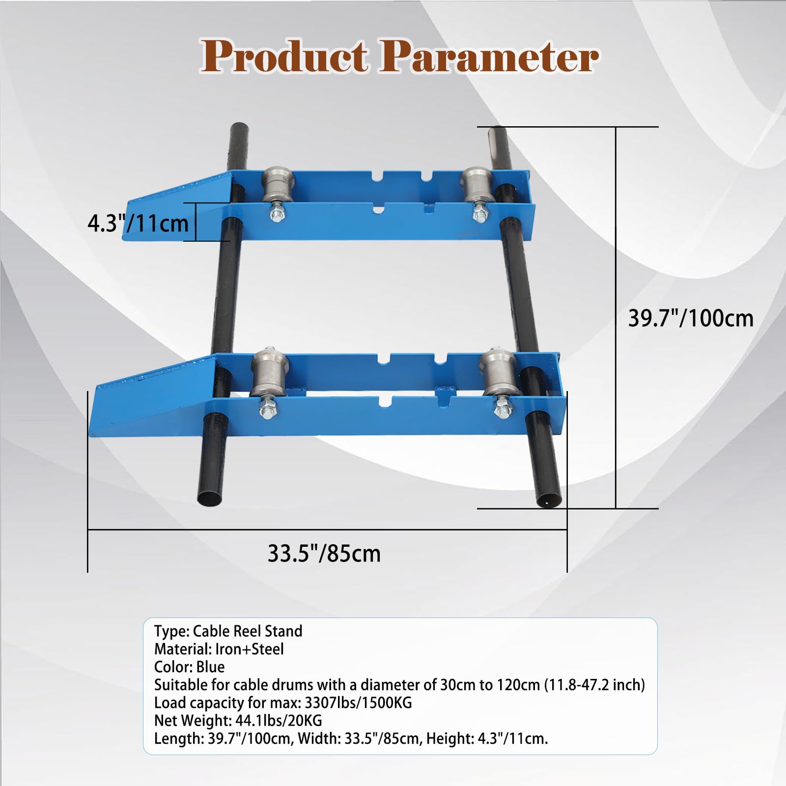 Dispensatore di Cavi in Acciaio ad Alta Resistenza, Supporto Rotante 2000 kg Classe Industriale, Svolgitore per Bobine Ø30-120cm, Portabobine Con Rullo Regolabile A 3 Livelli