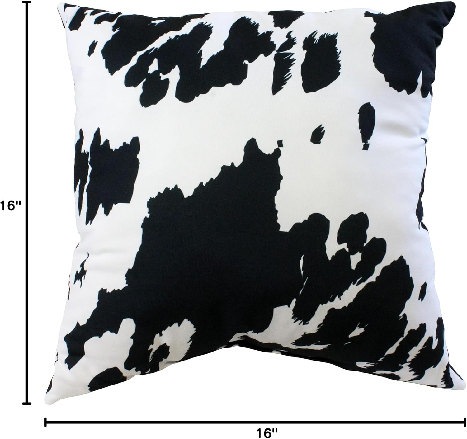 College Covers Animal Print Pillows Decorative Pillow, 16" X 16", Cow Black