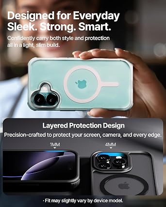 Sinjimoru iPhone 16 Plus Case for MagSafe, Shockproof Bumper, Black | M-AirGuard, military grade drop protection, anti-yellowing, TPU edge grip, built-in magnets for wireless charging