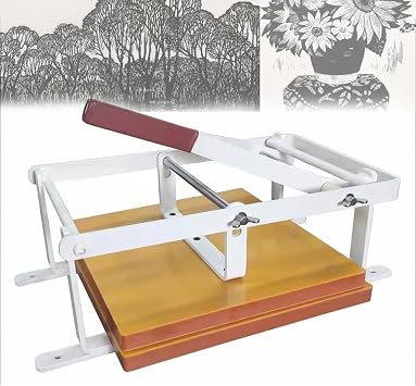 Manual Platen Printing Press/Woodblock/Lead Type Direct Press, 12X12 Inch Linoleum Printing Press, Height Adjustment, for Woodblock Ink, Linoleum Cutting