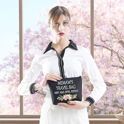 Miniatura 4 de GJTIM Memaw - Regalo de viaje, regalo de cumpleaños, bolsa de aseo para abuela, bolsa de maquillaje, regalo para abuela, Memaw's Travel Black,