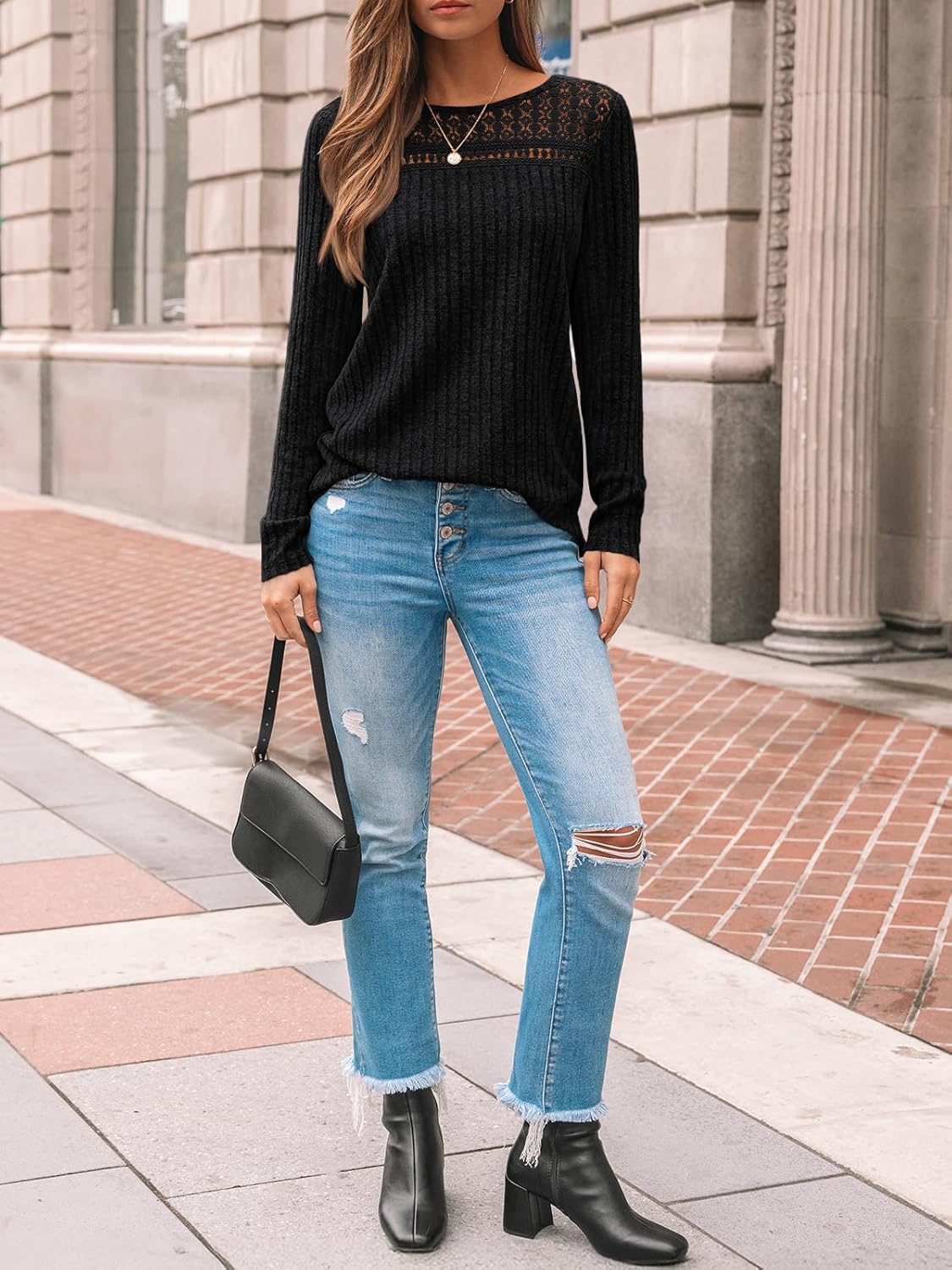 AUTOMET Womens Lace Long Sleeve Shirt Fall Top Fashion Dreesy Casual Tunic Sweaters Mesh Clothes Trendy Work Cute Outfits - Image 6