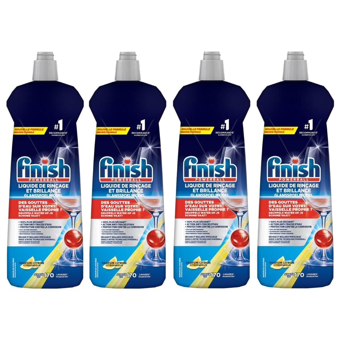 Finish Liquide de Rinçage Citron 800 ml - Lot de 4