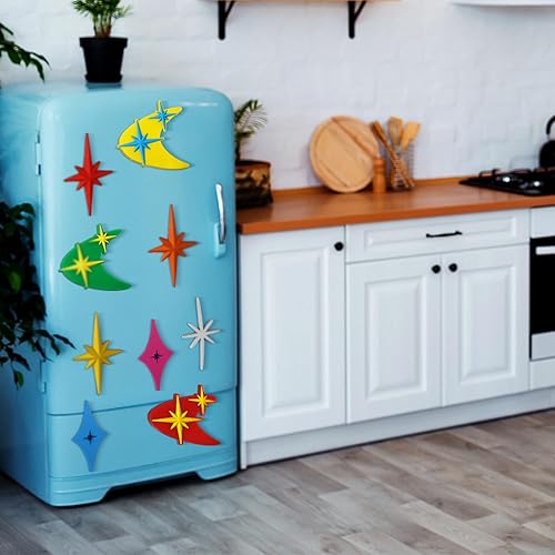 Miniatura 5 de Hoolerry 12 piezas de imanes vintage de estrella en forma de estrella para nevera, imanes de refrigerador de estilo moderno de mediados de siglo