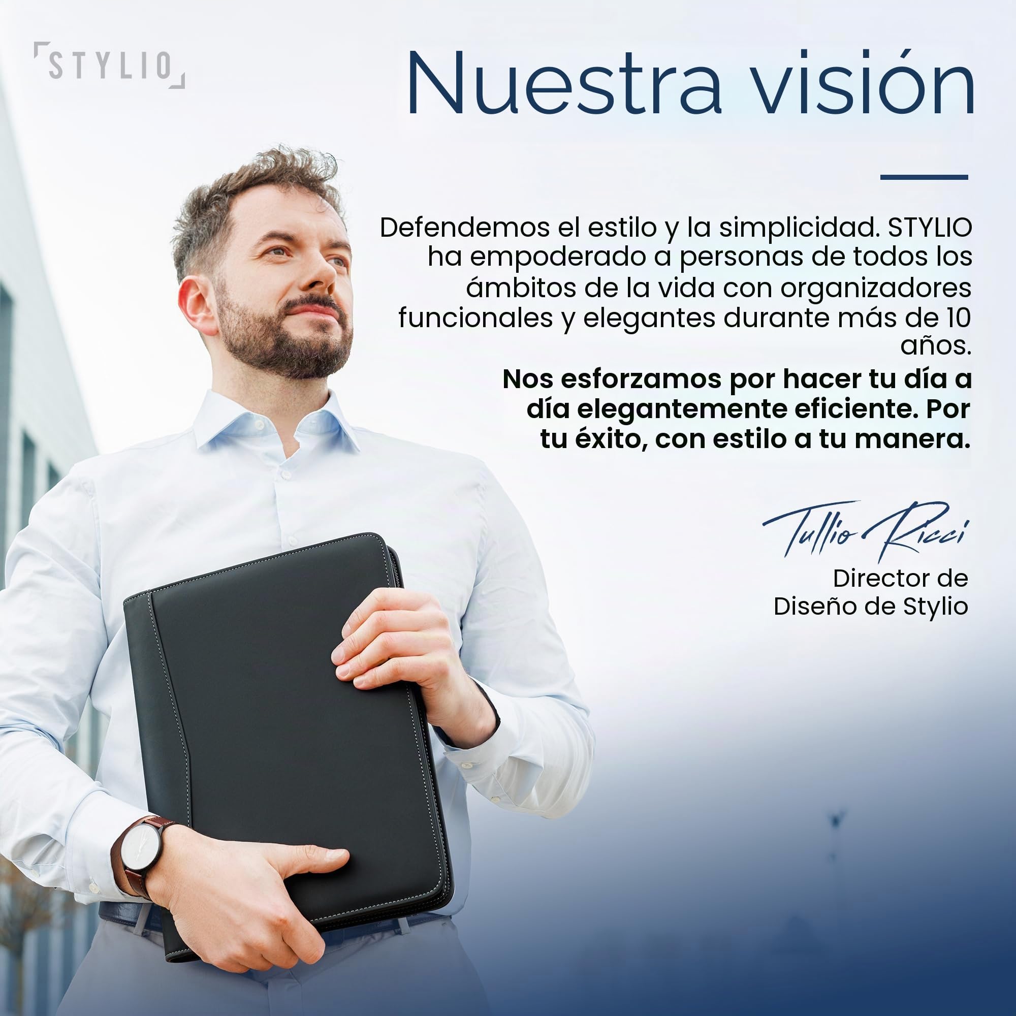 STYLIO A4 Portafolio con Cremallera. Piel Carpeta de Conferencia. Portadocumentos Profesional para Negocios. Viajes Portacuaderno. Organizador para iPad, Teléfono y Tarjetas. Incluye Bloc de Notas