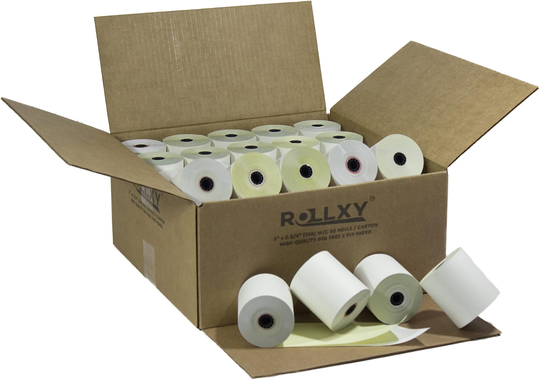 BuyRegisterRolls 2 Ply Carbonless Rolls 3 X 100 Feet Carbonless White/Canary (50