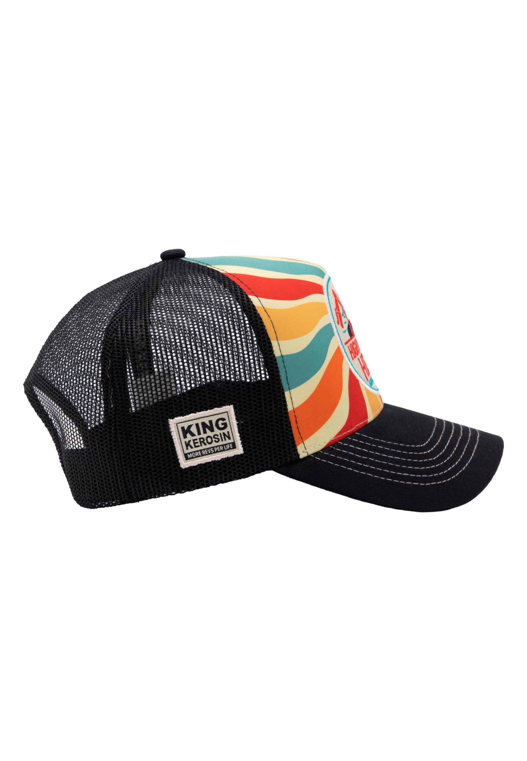 King Kerosin Czapka Highway LogoKerosin Męska - Krzywa Krawędź Czapka Baseballowa Trucker Snapback, z Daszkiem, Daszek Wiosna/Lato Wiosna Lato, Wielobarwna, Talla única