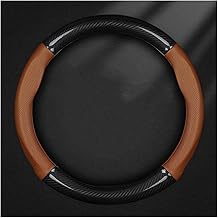 Steering Wheel Cover, Leather, Car Steering Wheel Cover, 38 cm for Ford, Kuga, Edge, Puma, EcoSport, Ranger for Transit, Steering Wheel Cover (O Saddle Brown)