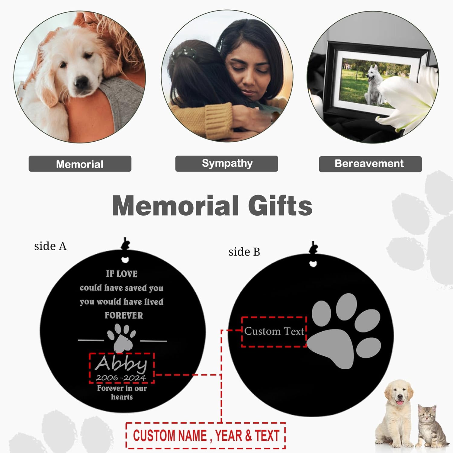 ASTARIN Pet Personalized Name 30" Wind Chimes, Produced in USA Memorial Gifts for Loss of Dog, Custom Remenbrance Gift in Memory, Sympathy Family Love Pet Dog Cat Gift for Son Daughter Friends