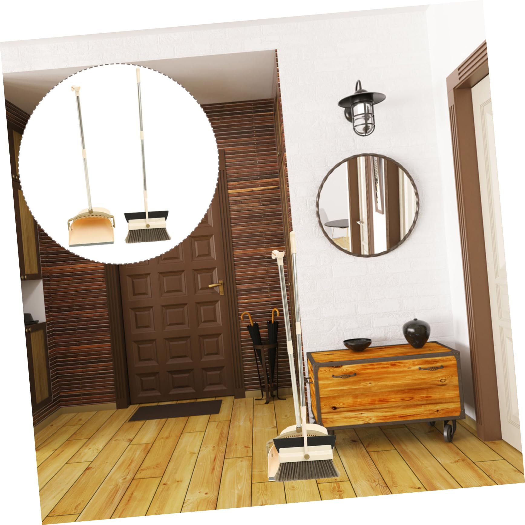 Mini Trapeador Escoba de Mango Largo y Recogedor de Plástico para Limpieza del Hogar, Herramienta de Limpieza Fácil de Usar Adecuado para Suelos y Baño