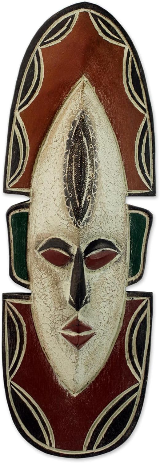NOVICA Decorative Ghanaian Large African Rubber Wood Mask, Earthtone 'Love Me'