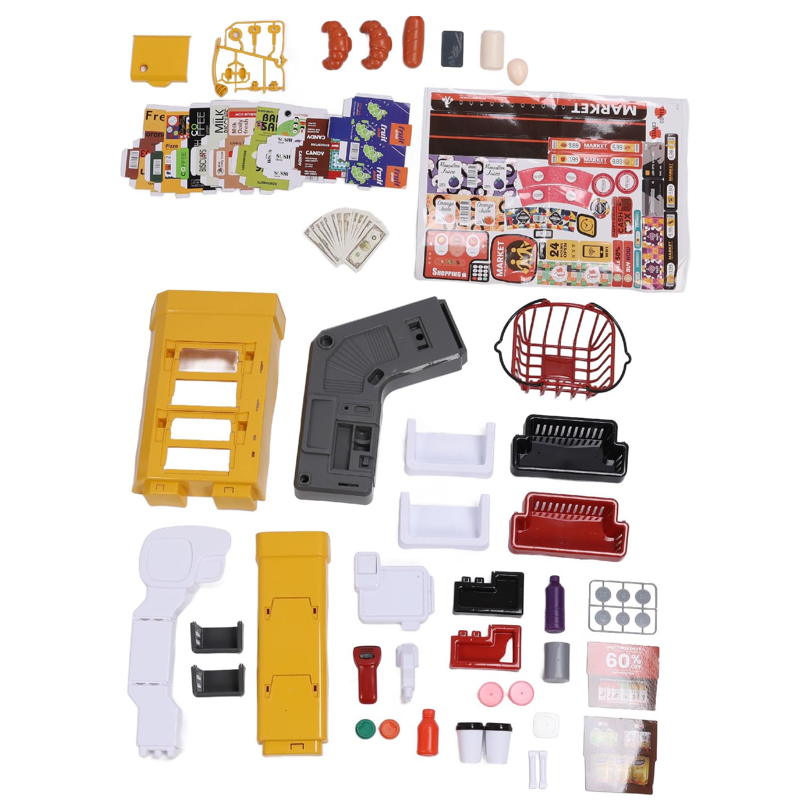 Alomejor Set da Gioco per Supermercato per Bambini, Carrello della Spesa Interattivo con Effetti Sonori e Luminosi, Gioco di Finzione, Giocattolo del Negozio di Alimentari per i più Piccoli