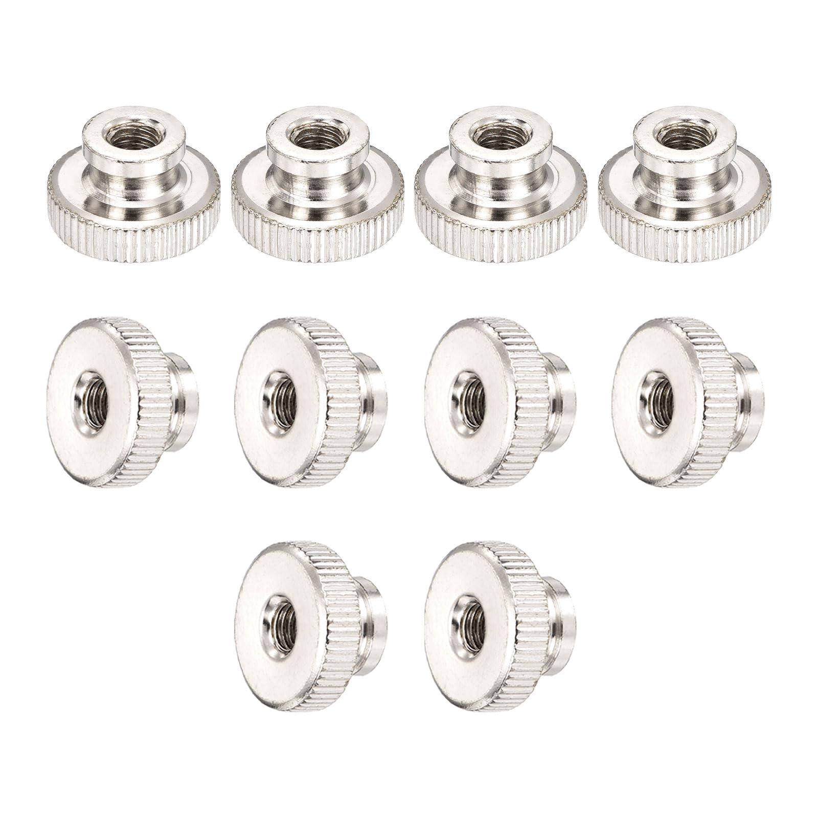uxcell Knurled Thumb Nut, 10Pcs M6x1mm Iron Round Knobs Fasteners for 3D Printer Parts, Silver Tone