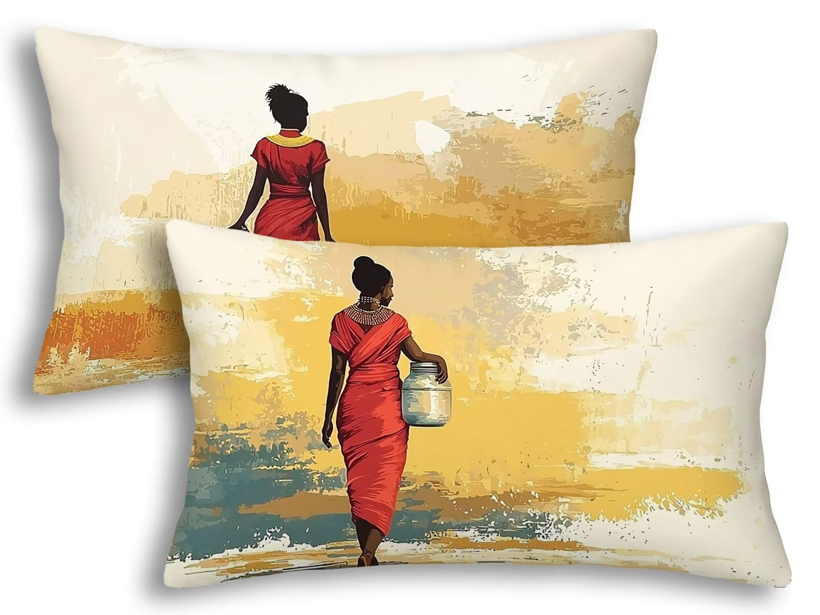 Fundas cojines exterior impermeables 40x80 para terraza con diseño de lino africano