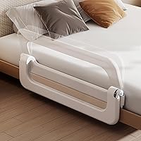 Vista 2 de Barandilla de protección para cama de bebé para niños pequeños, altura ajustable de 48 pulgadas, barandilla de cama abatible, barandilla lateral