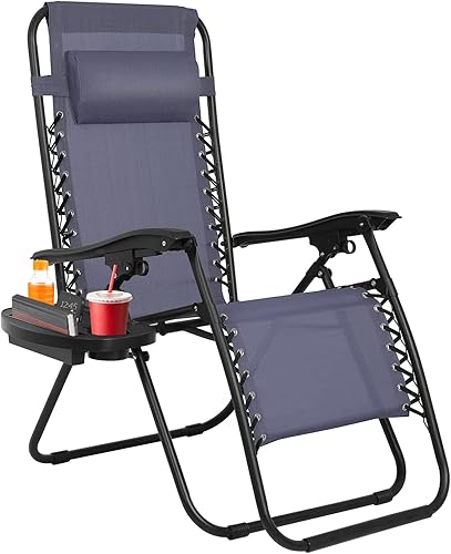 FDW - Silla de gravedad cero para patio, tumbona, 1 paquete de correas ajustables para alberca, con soporte para taza, Azul disponible en Yaxa Mexico