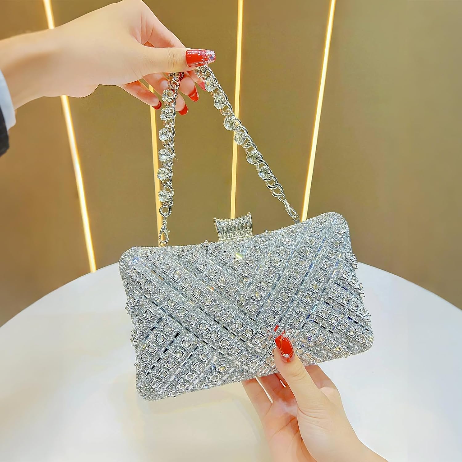 Rhinestone Clutch Purses for Women Evening Bag Sparkly Shoulder Bags Crystal Bridal Handbag for Party Prom Wedding - Image 2