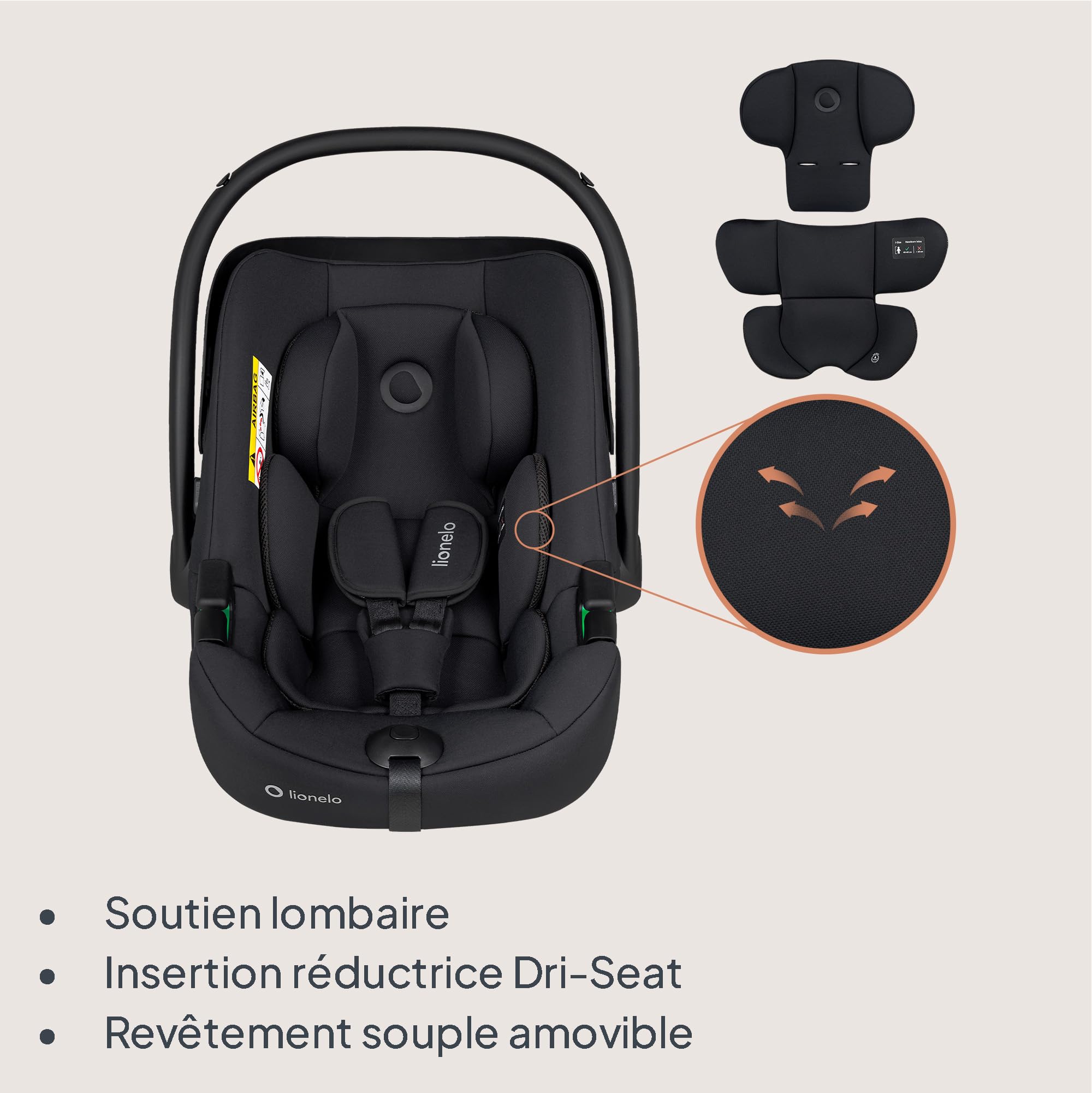 Lionelo ASTRID i-Size SET Siège Auto Enfant Avec Base (40-87 cm) ISOFIX | Cosy pour Bébé Montage ISOFIX, Ceinture de Sécurité à 3 Points Protection Latérale, Insert Dri-Seat