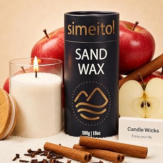 simeitol 18oz Scented Candle Sand Wax, Apple & Clove Scented Pearled Candles with a Glass Jar, Long Lasting with 120 Hours, Refillable Candle Sand with 30 Wicks for Mom/Home Decor/Holiday Gift/Relax