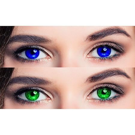 EYCOG Blue and Green Monthly Colored 0 Power Contact Lenses for Eyes Men and Women with Lens Case