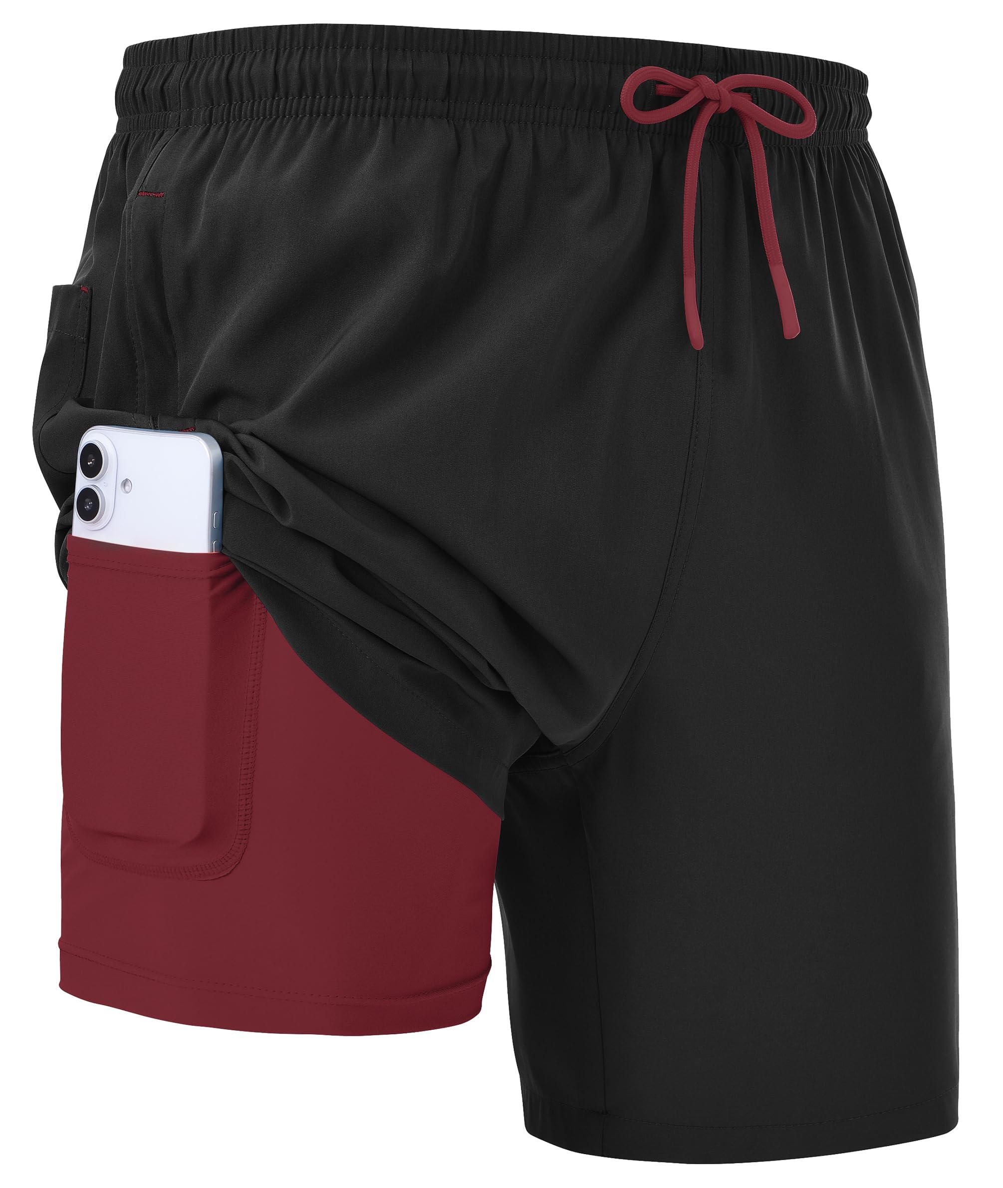 Zoofly Short de bain pour homme - Doublure de compression - Séchage rapide - Avec poches