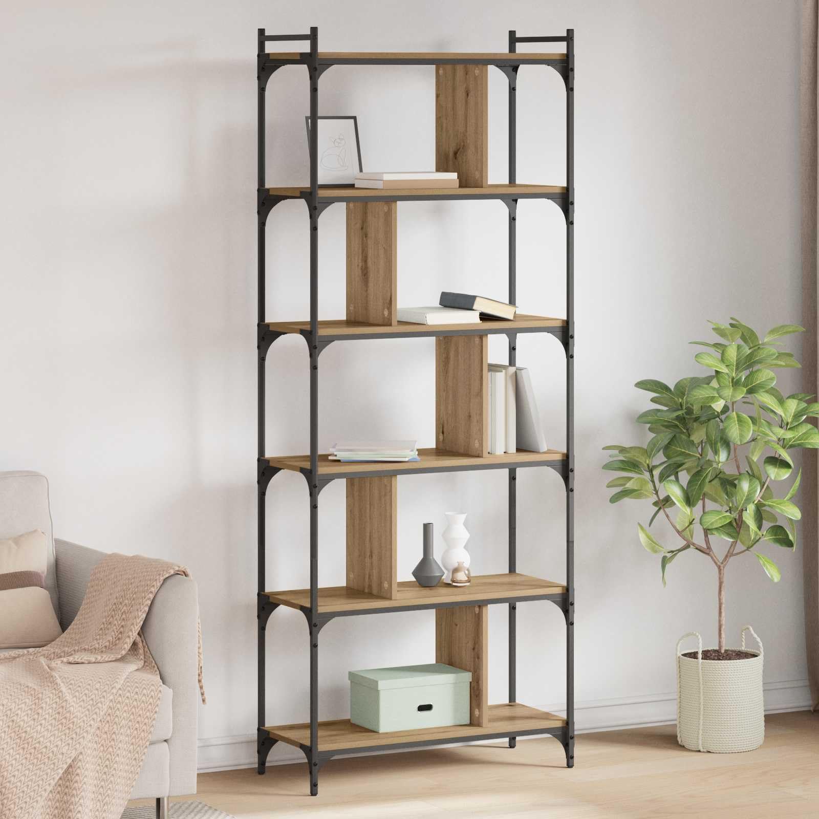 Generisch Bücherregal Artisan-Eiche 76 x 32 x 192 cm Holzwerkstoff,Möbel,Regalsysteme,Bücherregale Bücherschränke-882170