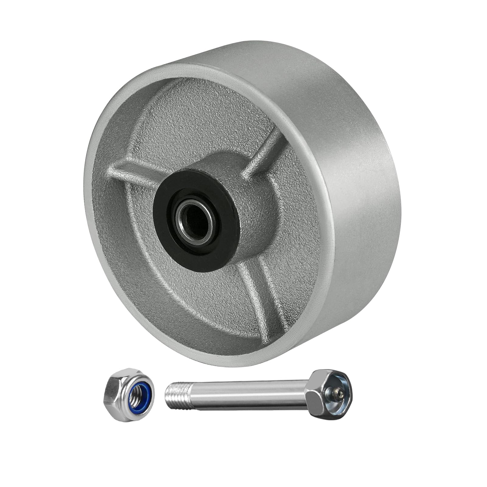 LONGRUNFORU 5" x 2" Industrial Casters, Steel Cast Iron Wheel - Heavy Duty Caster - 1000 lbs Capacity, Roller Bearing-1/2" Bore, Replacement Wheel for