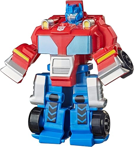 Transformers Playskool Heroes Rescue Bots Academy Team Optimus Prime, figura de acción de 4.5 pulgadas, robot de conversión para niños, a partir de