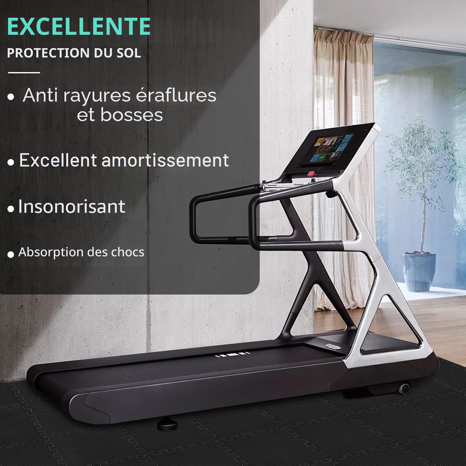 Tapis de sol Fitness Set [31x31cm], 24/36/48 Tapis puzzle, tapis de sport EVA Tapis de fitness antidérapant, tapis de sol pour salle de fitness&appareil de fitness (2,22 Qm/24 Tapis - Noir)