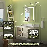 Vista 9 de Botiquín iluminado de 24 x 32 pulgadas, botiquín empotrado o de superficie, pantalla de temperatura del reloj y habitación, desempañado, atenuación