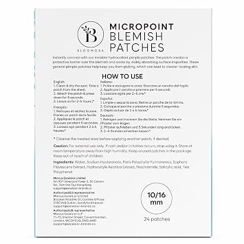 BLOOMORA Microdart Pimple Patch for Early Stage pimples, Salicylic Acid Pimple Patches Microdart Technology, Pimple Spot Care with Niacinamide, Salicylic & Hyaluronic Acid (24 Count) - GEN2