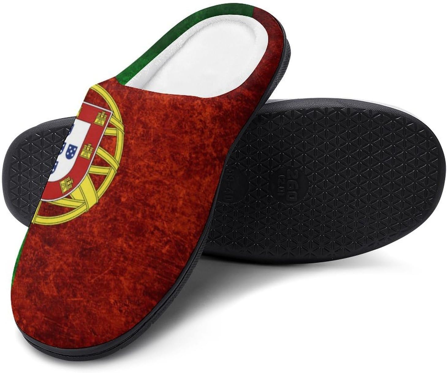 Vintage Portuguese Flag Women's House Slippers Memory Foam Warm Shoes Spa Rubber Sole Indoor Outdoor