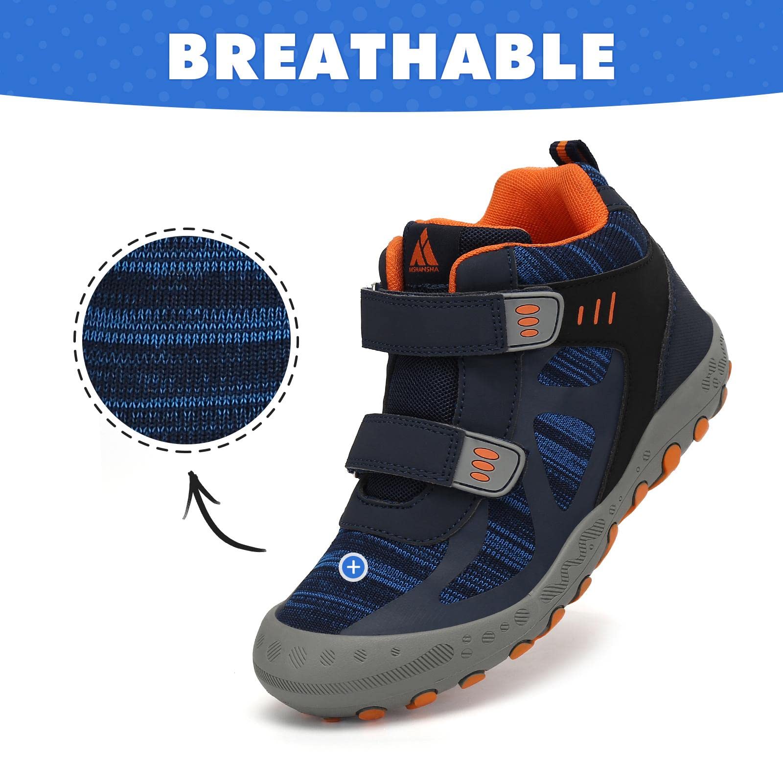 Mishansha Botas de Senderismo Niño Niña Zapatos de Trekking Antideslizante Ligero Zapatillas de Montaña Cómodos Exterior, Azul Vaquero 26 EU