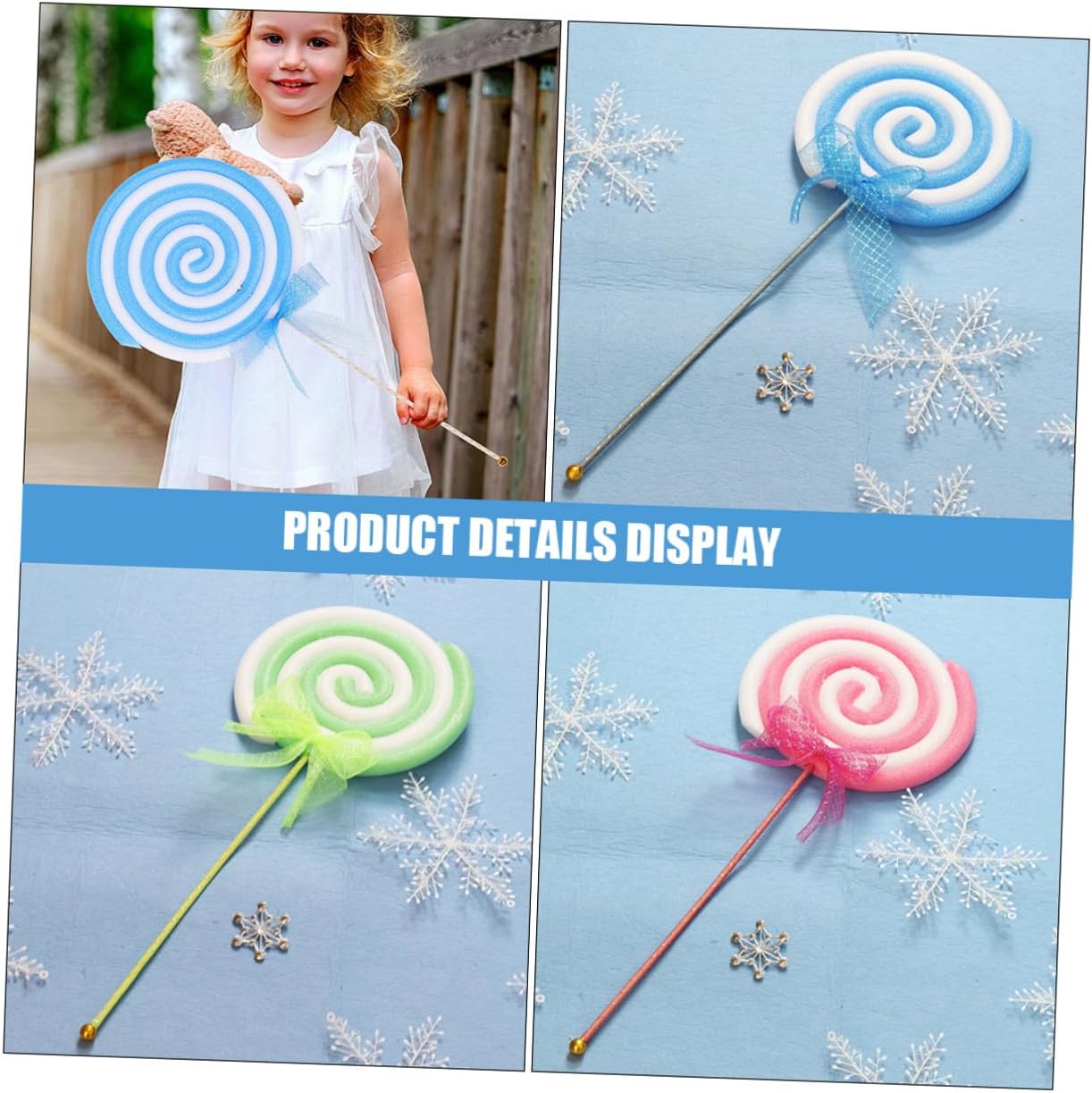 Cabilock 3pcs Simulated Lollipop Candy Props Foam Material Small Size Red Green Blue Photo Booth Party Decorations