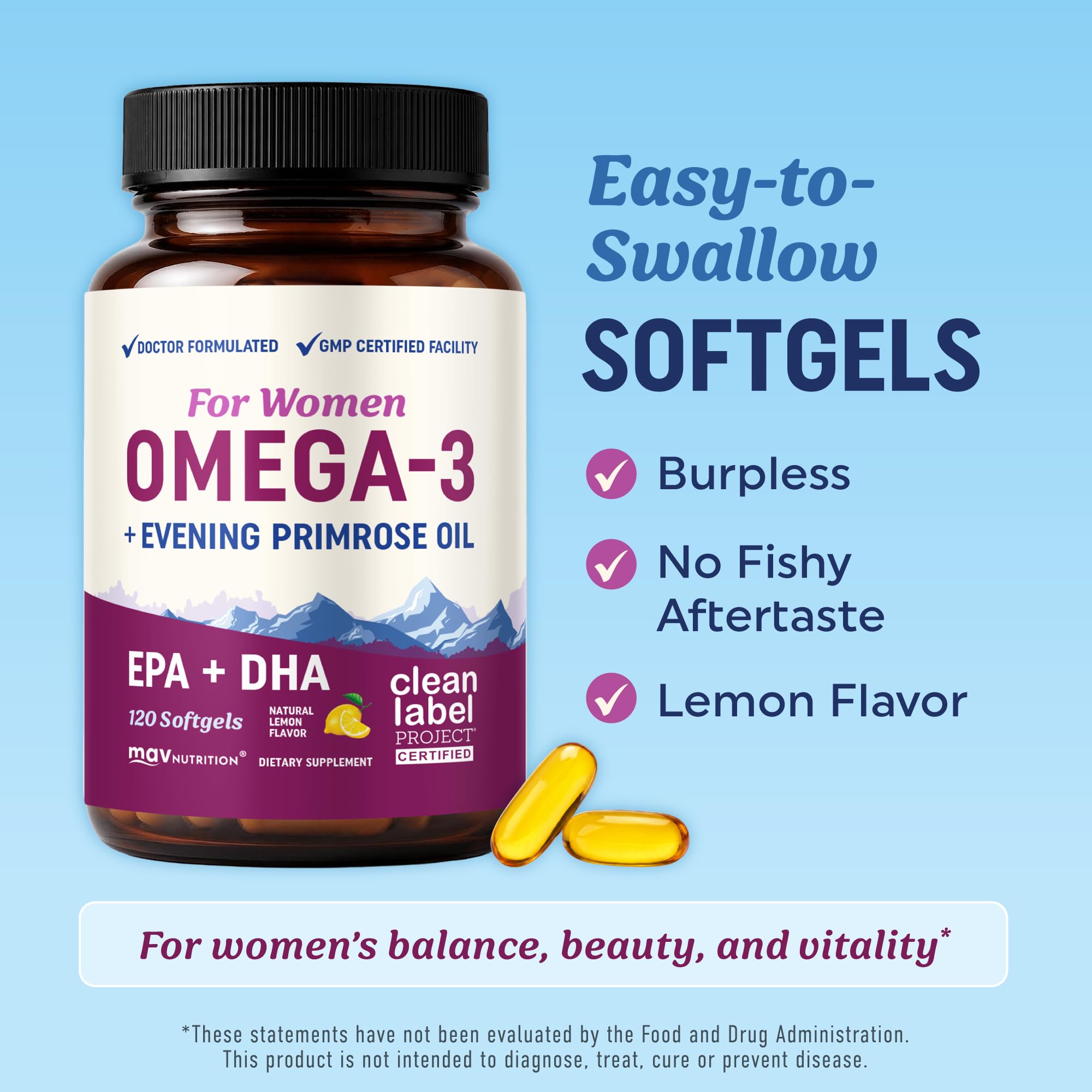 Fish Oil Omega 3 Supplements for Women, DHA + EPA, Heart Health Support — Amazon image 6