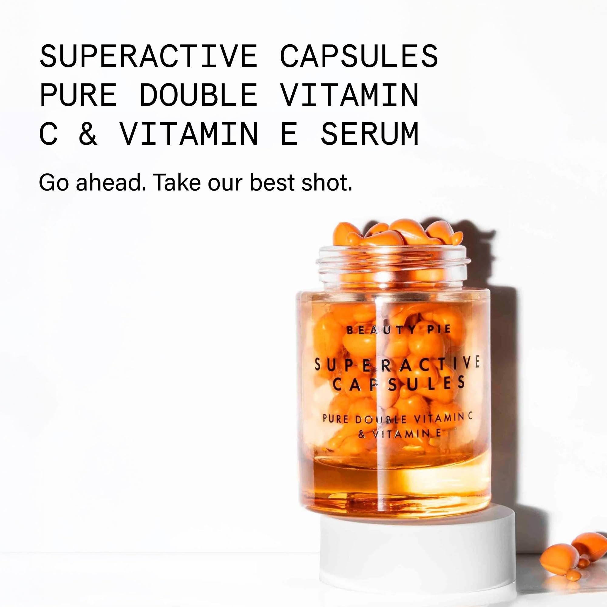 Beauty Pie Capsules superactives Pure Double vitamine C et vitamine E Sérum – Capsules antioxydantes éclaircissantes, raffermissantes « One-Shot » (60 pièces)